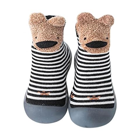 KLGR Kinderschuhe 20 Mädchen Lauflernschuhe Baby Krabbelschuhe Jungen Kleinkind Schuhe Indoor Babyschuhe Weicher Boden Sockenschuhe Cute Kleiner Bär Bodensocken Rutschfest Baby schuhe Cover