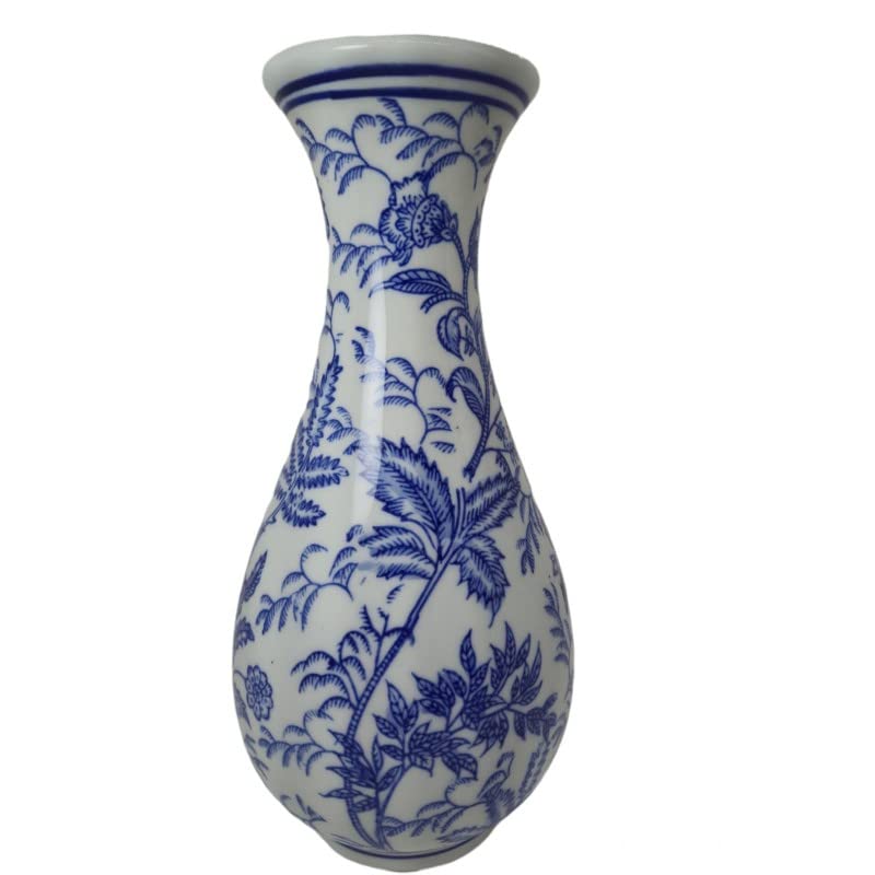 Vaso Decorativo de Porcelana Azul e Branco