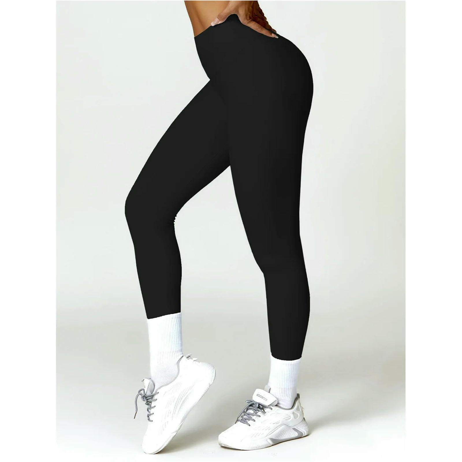 Pantalones de Yoga Mujer Ajustados Sin Costura para Deportes Femeninos Cintura Alta Hacer Ejercicio En El Gimnasio-Negro Avanzado-l
