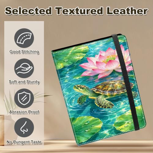 Image of Photo Album 4x6 120 Photos with Strong Elastic Band, Lotus Sea Turtle | Large Capacity Premium Leather Picture Album, Portable Wallet Albums Photo Book for Family Anniversaries Wedding Baby