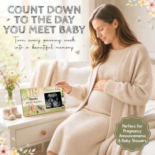 WOODAMORE Winnie Baby Announcement Sign, Ultrasound Frame with Countdown — 사진 4