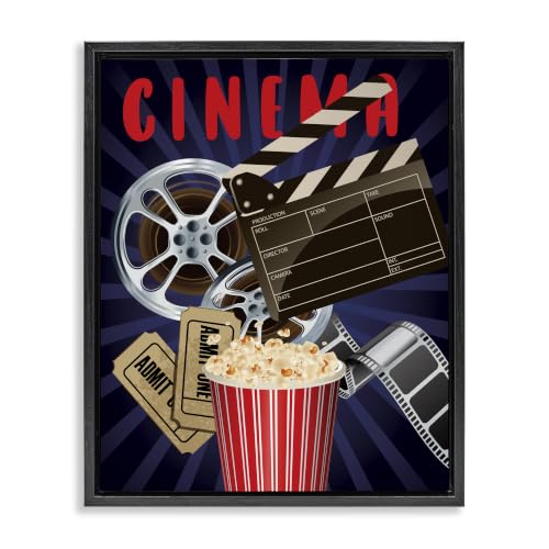 Cinema Reel Popcorn Entertainment, 25 x 31 Inch Canvas in Floater Frame