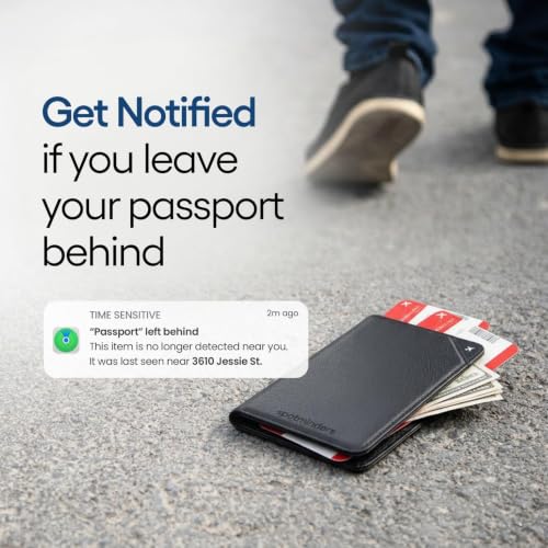 Spotminders Apple MFi Certified Trackable Passport Holder for Travel (iOS Only) Black 3-Pack Works with Apple Find My, Rechargeable Passport Cover Air 3-Year Battery Life, RFID Blocking Travel Wallet by Spotminders. - Used condition - Image 2