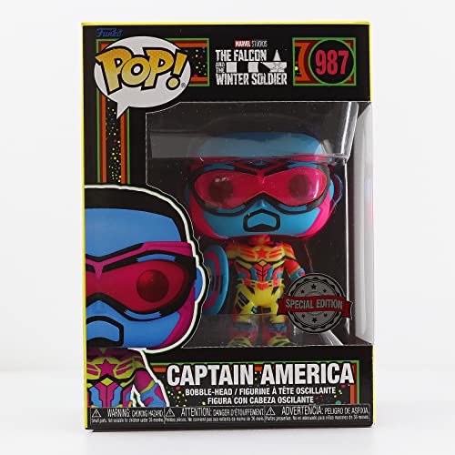 Image of Funko Pop! Marvel Black Light Vinyl Figure Collection MCU Glow Toy (Captain America (Sam Wilson))