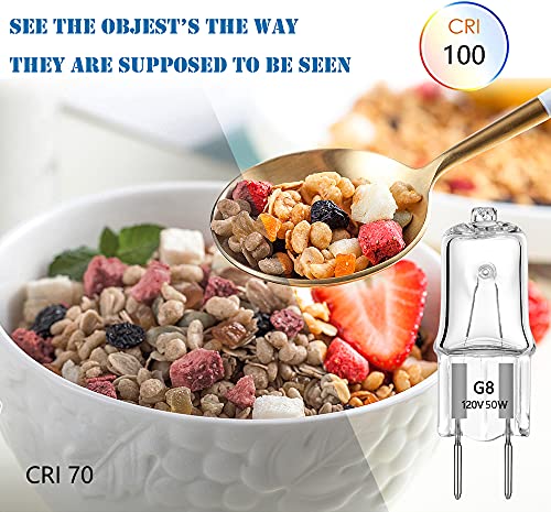 AHEVO G8 Light Bulbs 50W 120V Halogen Light Bulb G8 Base Bi-Pin 50W T4 JCD Warm White, Microwave Oven Replacements, Candle Warmer Bulbs,10Pack by AHEVO - Used condition - Image 5
