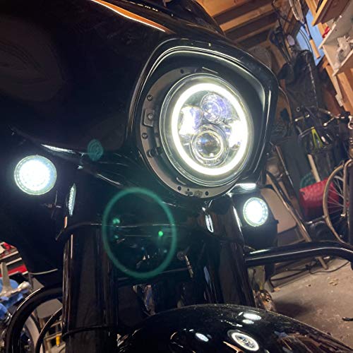 image for Z-OFFROAD New 7 Inch Halo LED Headlight Black with DRL High Low Beam H