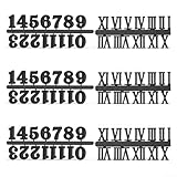 6-teiliges Uhrenzahlen-Set für Quarz- und Digitaluhr zur Reparatur, enthält arabische und römische Zahlen, Kunststoffkomponenten für individuelle DIY-Uhrenkreationen (schwarz)