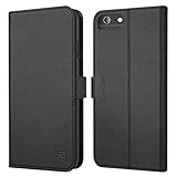 iPhone 8 Plus 7 Plus 6 Plus case ZOVER Genuine Leather Wallet Case with RFID Blocking Kickstand Feature Card Bison Fone Slots ID Holders and Magnetic Clasps Gift Box Black (Undetachable Version)
