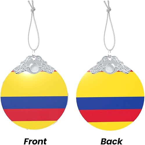 Miniatura 3 de Flag of Colombia Print Glass Round Christmas Ornament, Glass Pendant, Xmas Tree Decoration Or Present