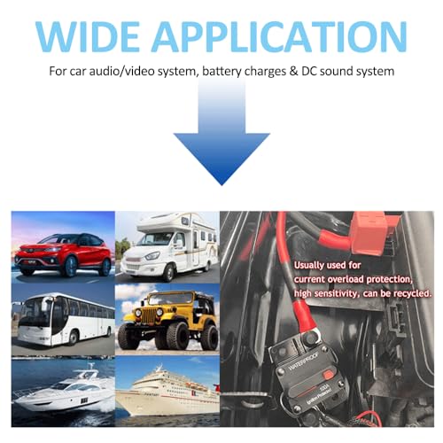 30A Boat/Car Circuit Breaker with Manual Reset Switch, Waterproof Inline Fuse for Motor Trolling Vehicles Audio Electronic Battery Solar System Protection 2V-48V with Wire Lug Copper Washer Screw - Thumbnail 6