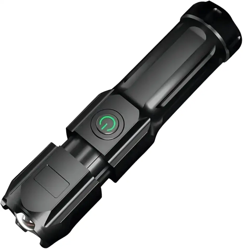 Lanterna Tática Led Recarregável USB com Zoom e 3 Modos de Iluminação Resistente à Água Mini para Pesca Sitio Fazenda Segurança Emergência Acampamento