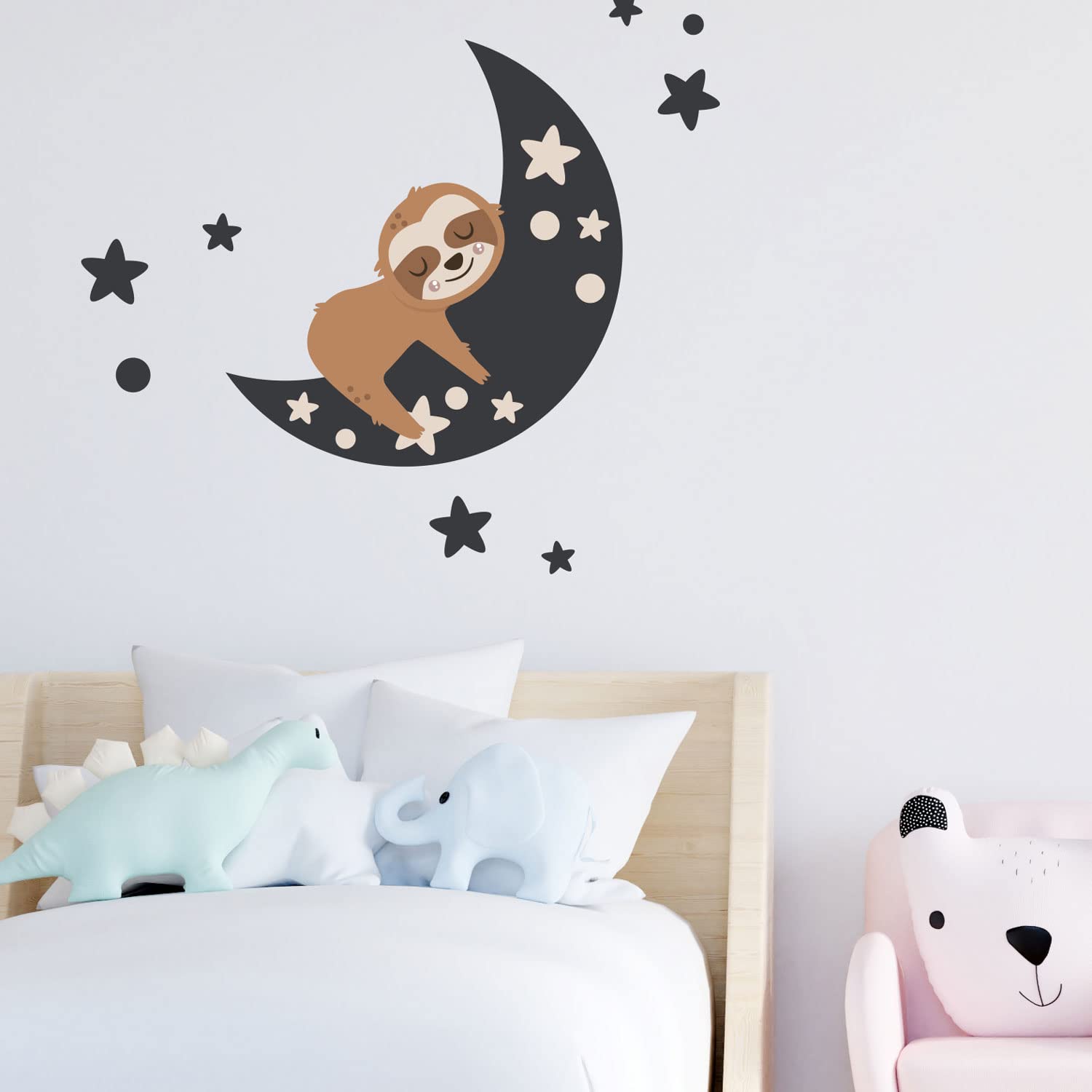 Stickerscape Night Time Sloth Dark Sloth Wall Sticker (Night Time Sloth - Dark) | Jungle Wall Stickers For A Children's Bedroom Or Nursery | Easy To Apply And Cleanly Removable