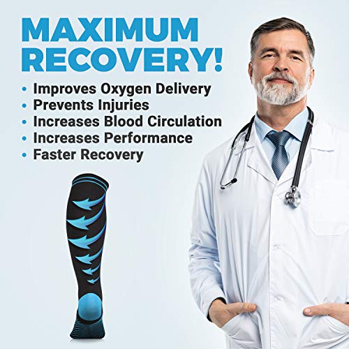 Image of POWERLIX Compression Socks for Women & Men (Pair) for Neuropathy Swelling Pain Relief 20-30 mmHg Medical Knee-high Stockings