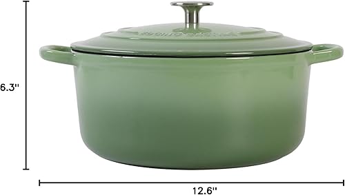 Vista 23 de Olla de horno holandés de hierro fundido esmaltado con tapa para cocinar, hornear pan, horno de pan, 5.5 cuartos de galón, azul lago