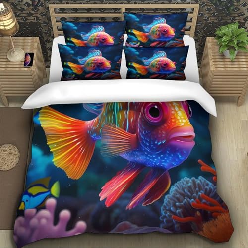Housse de couette poissons 3D ultra douce en microfibre de qualité supérieure - 5
