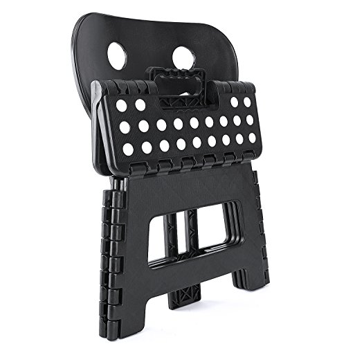 Acstep Heavy Duty Step Stool With Back Support, Kids Step Stool, Adult Folding Stool For Outdoor Or Indoor Kitchen Step Stools And Bathroom Stool, 9 Inch Toddler Step Stool - Black #TOP1