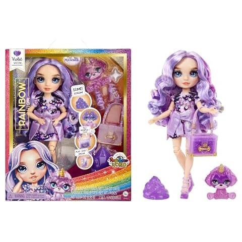 Rainbow High Violet Doll with Slime & Pet Cover