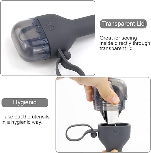 Miniatura 10 de Sophico Juego de utensilios de viaje para acampar y niños, tenedor y cuchara de acero inoxidable, cubiertos con estuche de silicona, portátil y a