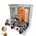 INTSUPERMAI Shawarma Grill Machine LP Gas Doner Kebab Machine Vertical Broiler Gyro Machine Meat Roasting Machine with 3 Burners Countertop Rotating Doner Kebab Oven for Home Commicial Restaurant Use