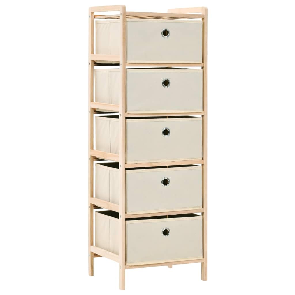vidaXL Étagère de Rangement 5 Panier Tissu Bois de Cèdre Beige Coffre Stockage