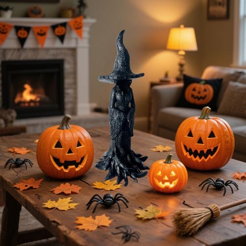 Estatua bruja de Halloween de resina 11.8 pulg miniatura 5