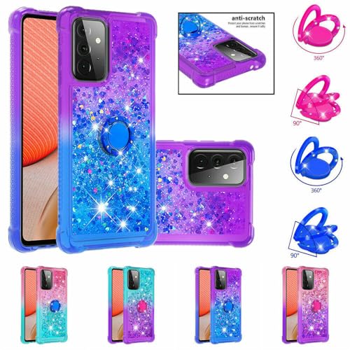 Coque iPhone 6 avec anneau support et paillettes rose violet protection silicone