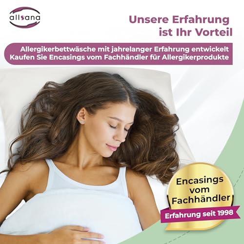 Allsana Allergiker Kissenbezug 80x80 cm | Allergie Bettwäsche | Anti Milben Encasing | Milbenschutz für Hausstauballergiker | allergendichter Zwischenbezug für das Kopfkissen | Hohenstein zertifiziert
