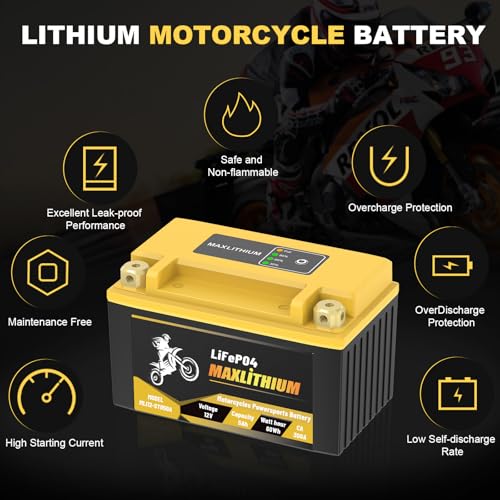 Image of 12V YTX9-BS /YTZ10S /YTZ14S Lithium Motorcycle Battery with Smart BMS, Lightweight & Waterproof - Replacement for YTX7A-B /SYT12A-BS /YTZ12S - Fits for Motorcycle, Moped, ATV, UTV