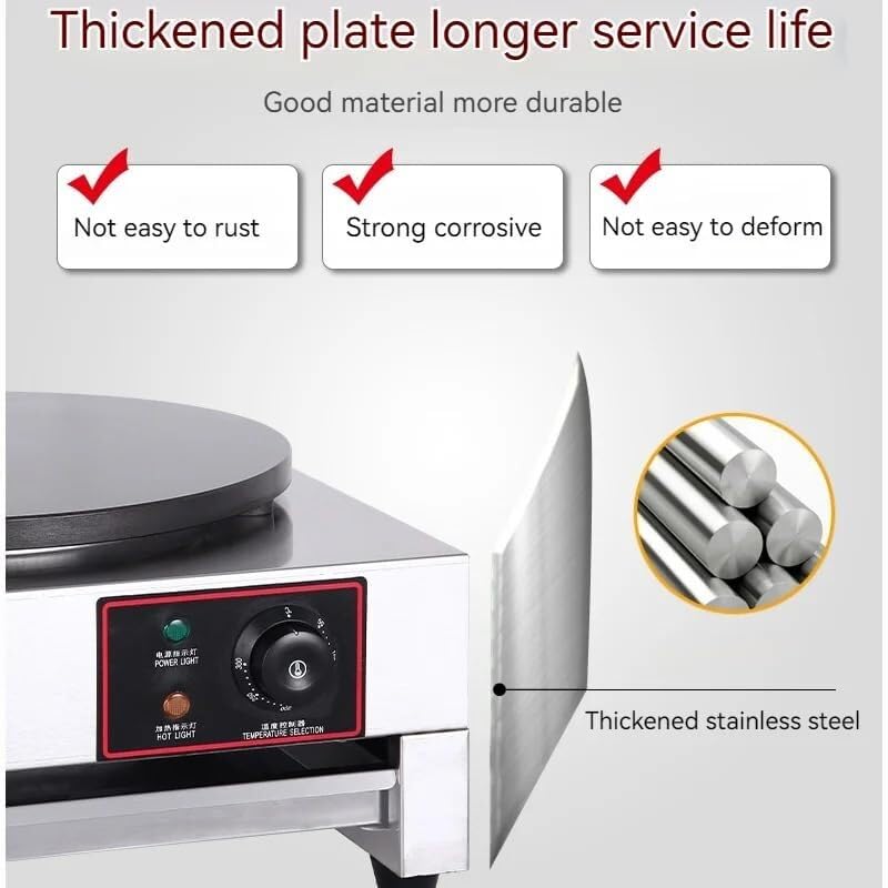 UMJIGF Electric Crepe Maker, 3000W Frying Pan Multigrain Pancake Griddle Baking Machine, Cast Iron Heating Plate, with Adjustable Thermostat for Home Kitchen Cooking, Homeware,
