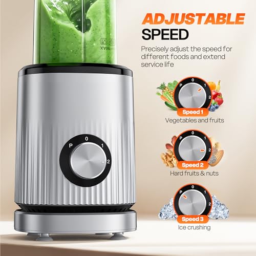 Image of Turelar Blender for Smoothies Portable Personal Blender for Shakes and Smoothies for Kitchen with 2 * 24oz Portable Cups and Extra Lid, Smoothie Maker Machine for Juices, Baby Food, Nutritious Recipe