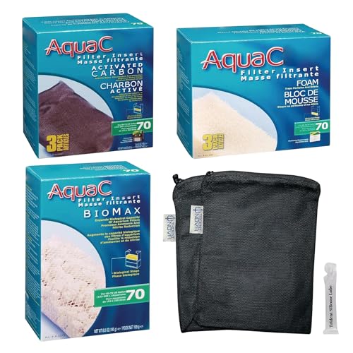 Trident Nova AquaClear 70 HOB Maintenance & Replacement Filter Media Kit, Including Trident Nova Mesh Bags (AquaClear Activated Carbon 3-Pack, Filter Foam Sponge 3-Pack, BioMax Media)