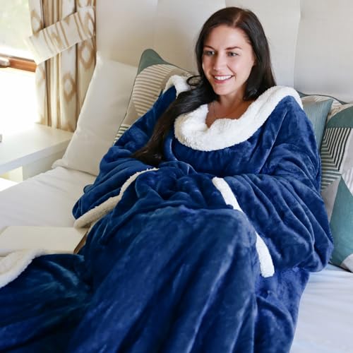 Image of Catalonia Sherpa Wearable Blanket with Sleeves and Kangaroo Pocket