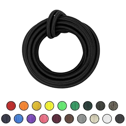 Sgt Knots Marine Grade Shock Cord - 100% Stretch, Dacron Polyester Bungee For Diy Projects, Tie Downs, Elastic Cord, Commercial Uses | 1/4 Inch X 100 Feet, Black #TOP2