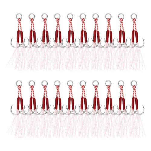 Hameçons de pêche fluorescents PATIKIL pour vertical jigging vert 13# 20pcs