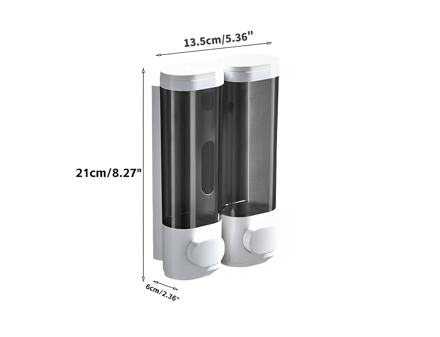 Dispenser manuale per sapone a 2 camere, montaggio a parete, 2 dispenser da doccia da 300 ml, premere manualmente per lozioni e sapone da doccia, uso per casa, appartamento, bagno, cucina, hotel