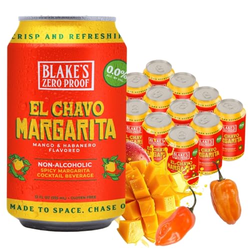 Blake’s Zero Proof El Chavo Margarita Sparkling Mocktail, Non Alcoholic Carbonated Juice Beverage, Gluten Free, Mango & Habanero Inspired Flavor, 12 Pack