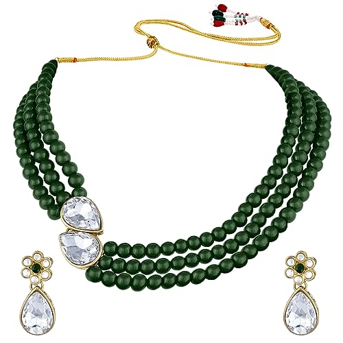Image of Peora Faux Pearl Crystal Necklace & Jewellery Set Gift for Women