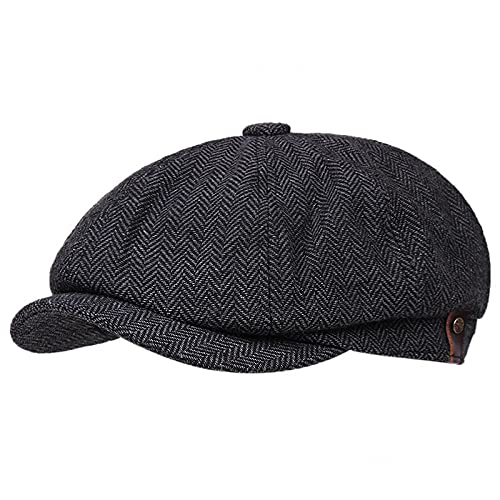 YFZCLYZAXET Béret Chapeau Chapeau Rétro À La Mode Casquette À Visière pour Hommes Britanniques Béret Casquette Octogonale Chapeau De Gavroche Tendance-Noir_Une Taille Cover