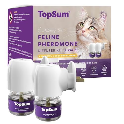 TopSum Cat Calming Plug-in: Premium Cat Pheromone Diffuser - Cat Plug In Calmer - Pet Calming Plug In - Promotes Relaxation & Well-Being, 2 Pack (Amethyst)