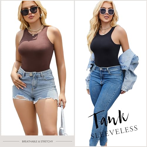 5 Pack Tank Tops for Women Crew Neck Sleeveless Casual Basic Racerback Undershirt Tank Top4