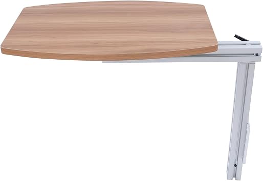 Modern 360 Rotatable Table Leg Bracket with Wood Table Top & Aluminum Alloy Stand for RV, Patio, Yacht & More, Silver & Wood Color