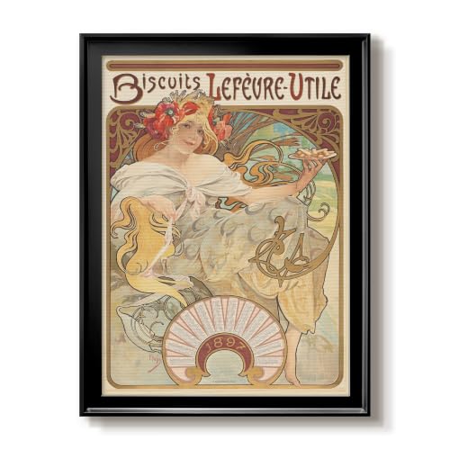 Alphonse Mucha | Biscuits Lefevre Utile | Black Framed Prints | GAL101
