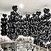 Black Heart Balloons, 18 Inch Black Helium Heart Balloons, 12Pcs Large Black Heart Shape Mylar Balloons, Black Foil Heart Balloons for Boys Men Birthday Graduation Engagement Valentines