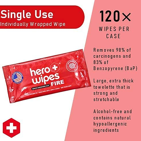 Hero Wipes Fire Wipes Bundle- Extra Thick Durable 10x9” Wipes Remove Carcinogens Removes Ash, Soot, Smoke, Toxins, Travel-friendly packet image 4