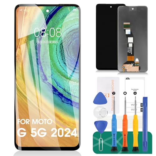 Écran de rechange pour Moto G 5G 2024 pour Motorola Moto G 5G 2024 Écran LCD de rechange pour Moto G 5G 2024 XT2417 Écran tactile LCD Kit de réparation d'assemblage Noir XT2417-1 XT2417-6