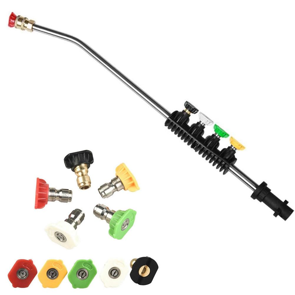 High Pressure Hose Nozzle for Karcher K2-K7, High Pressure Power Washer Wand with 5 Hose Nozzle Tips, Pressure Water Gun Nozzle for Garden Hose, Portable Washing Wand Water for Car Outdoor Window