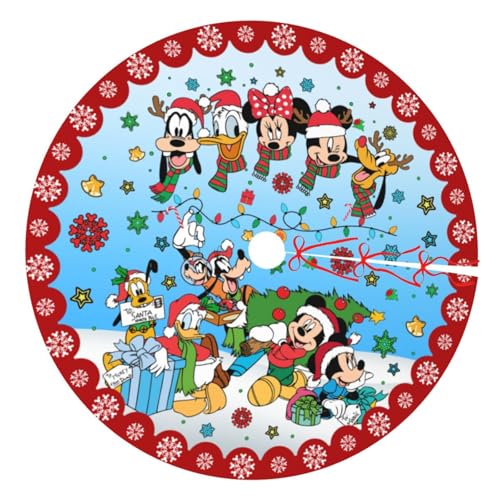 Christmas Tree Skirt Xmas Round Red Tree Decoration Skirts Ruffled Tree Mat for Holiday Christmas Party Decorations 36