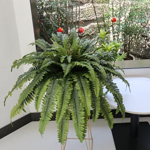 50\" Fake Ferns Artificial Plants Large, 98 Fronds Artificial Ferns for Outdoors and Indoors, Suitable for Planter Garden Porch Office Decor - Thumbnail 7
