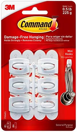 Command 17002-VP-6PK Small Hooks with Strips Value Pack - White, Pack of 1 & Mini Hooks with Command Strips (17006) - White