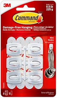 Command Mini Hooks with Command Strips (17006) - White
